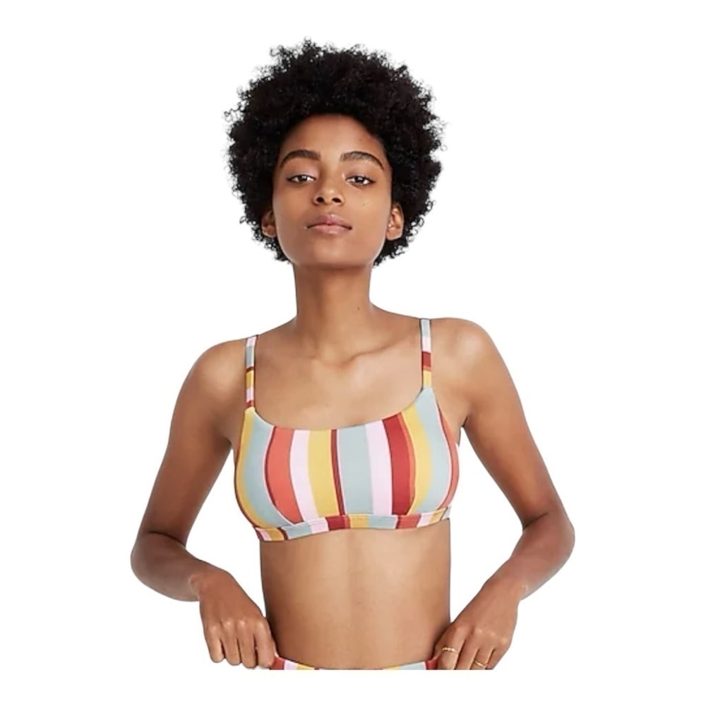 Madewell Second Wave Sport Bikini Top in Rainbow Stripe NWT